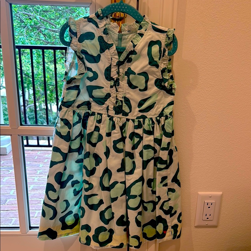 Pink chicken  Green Patterned Kids Dress